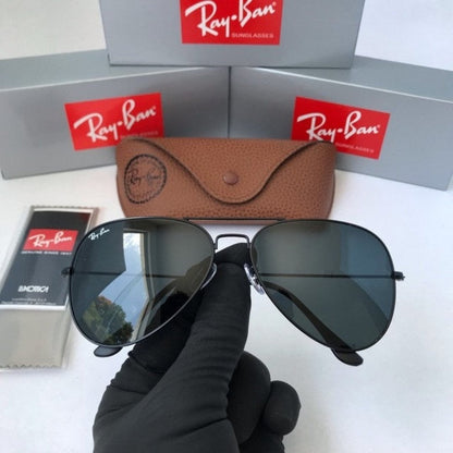 Lunettes de Soleil Aviateur RB en Verres de Cristal (Étui en Cuir Synthétique + Certificat)